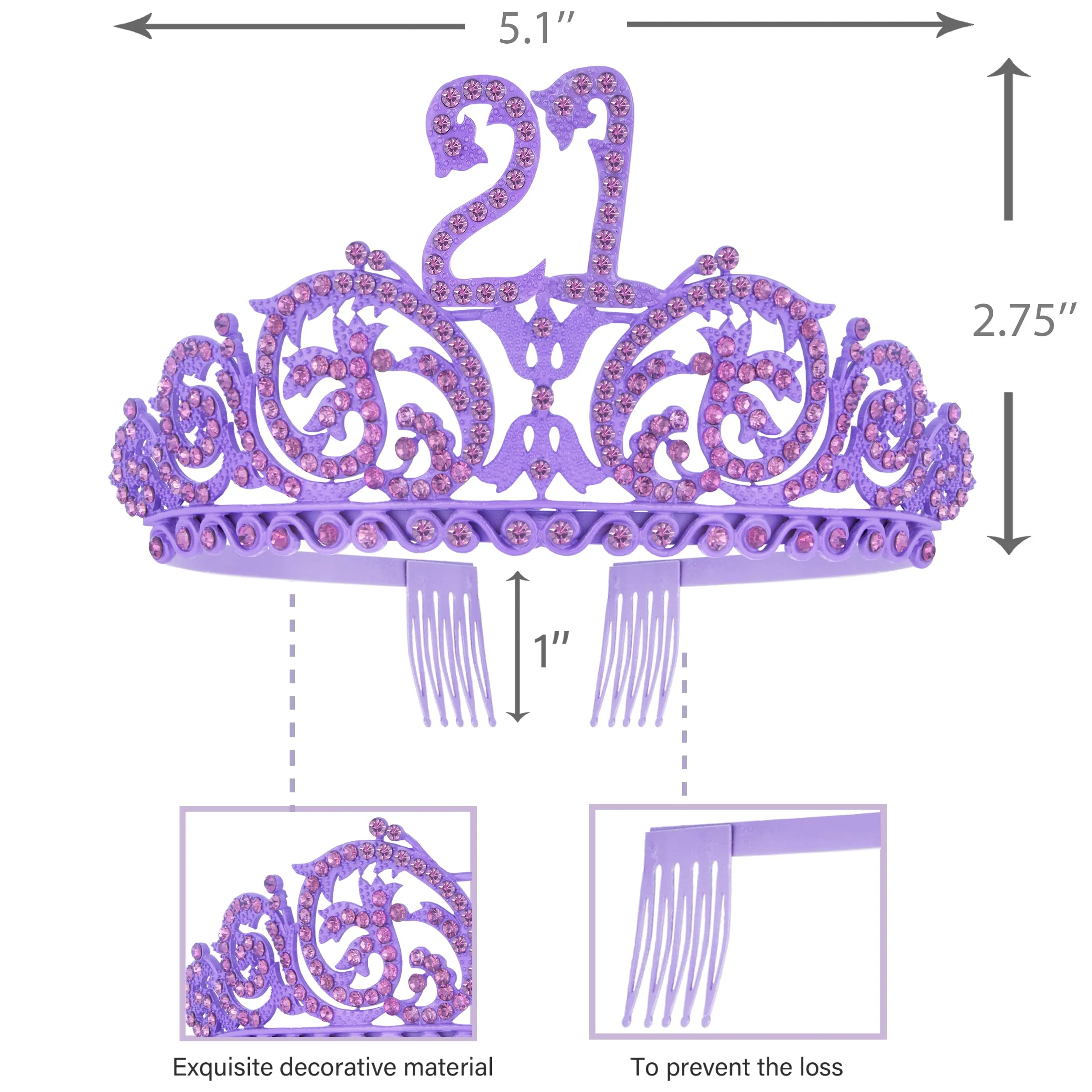 21st Birthday, 21st Birthday Gifts for Women, 21st Birthday Tiara and Sash Purple, 21st