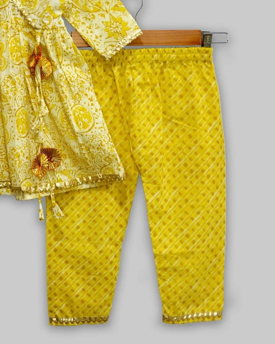 Aurelie Yellow Girls Anarkali Kurta Set