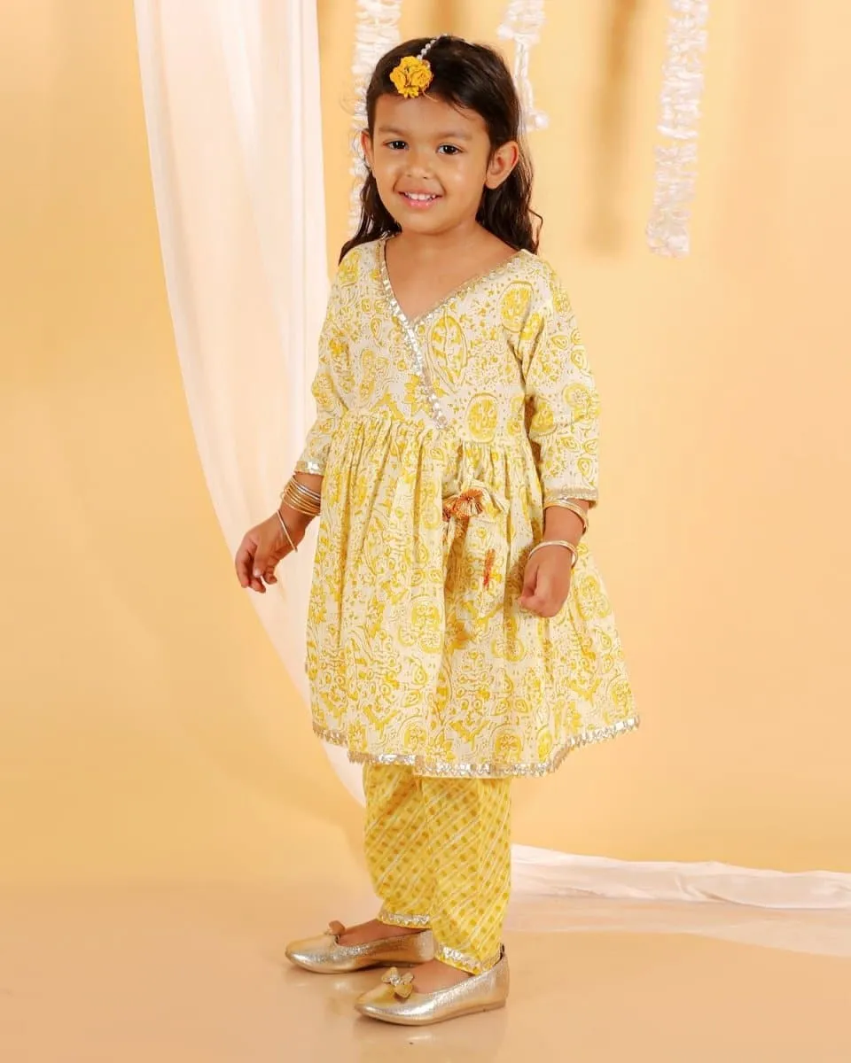 Aurelie Yellow Girls Anarkali Kurta Set