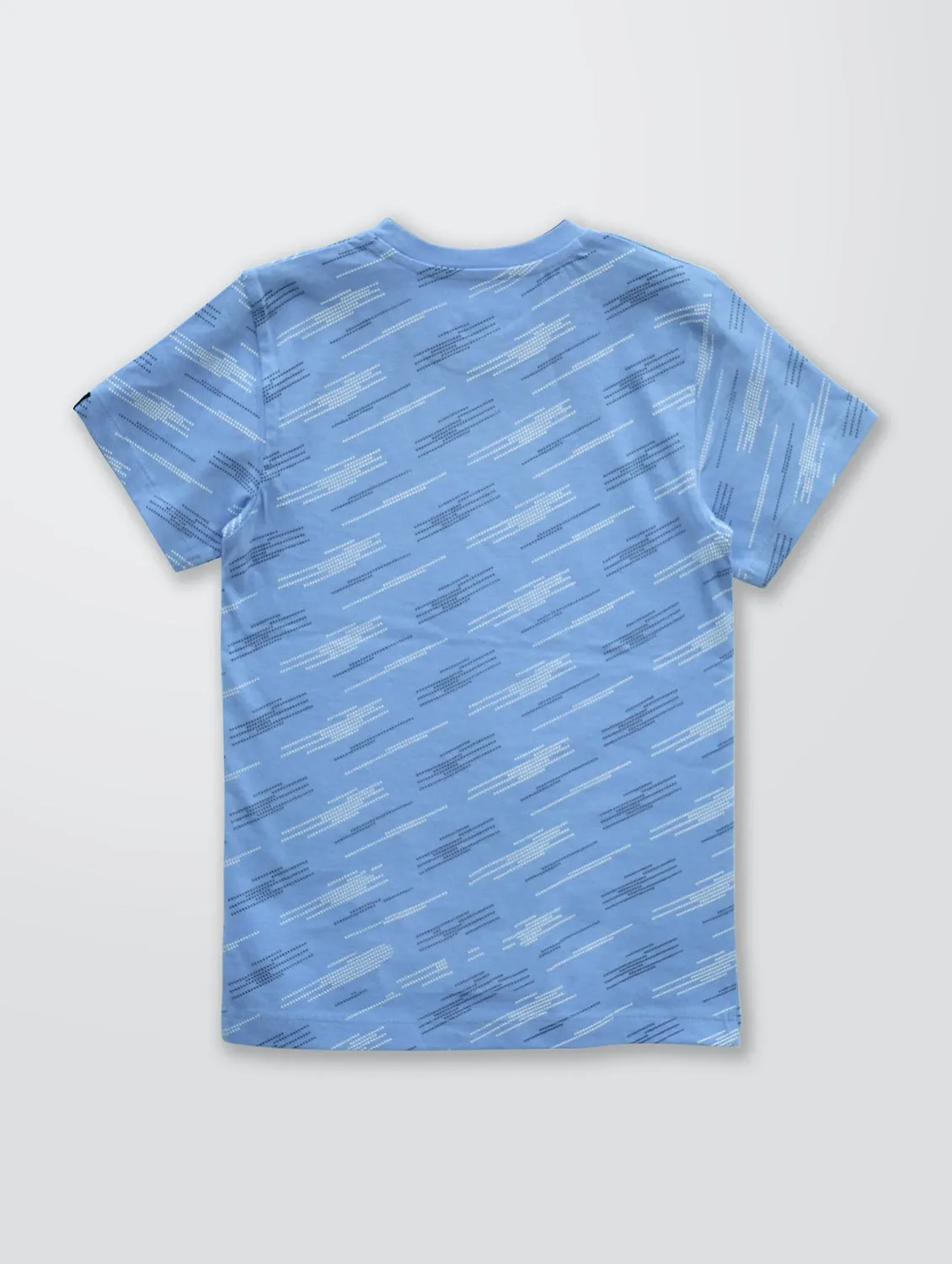 Boys Blue Printed Round Neck T-shirt