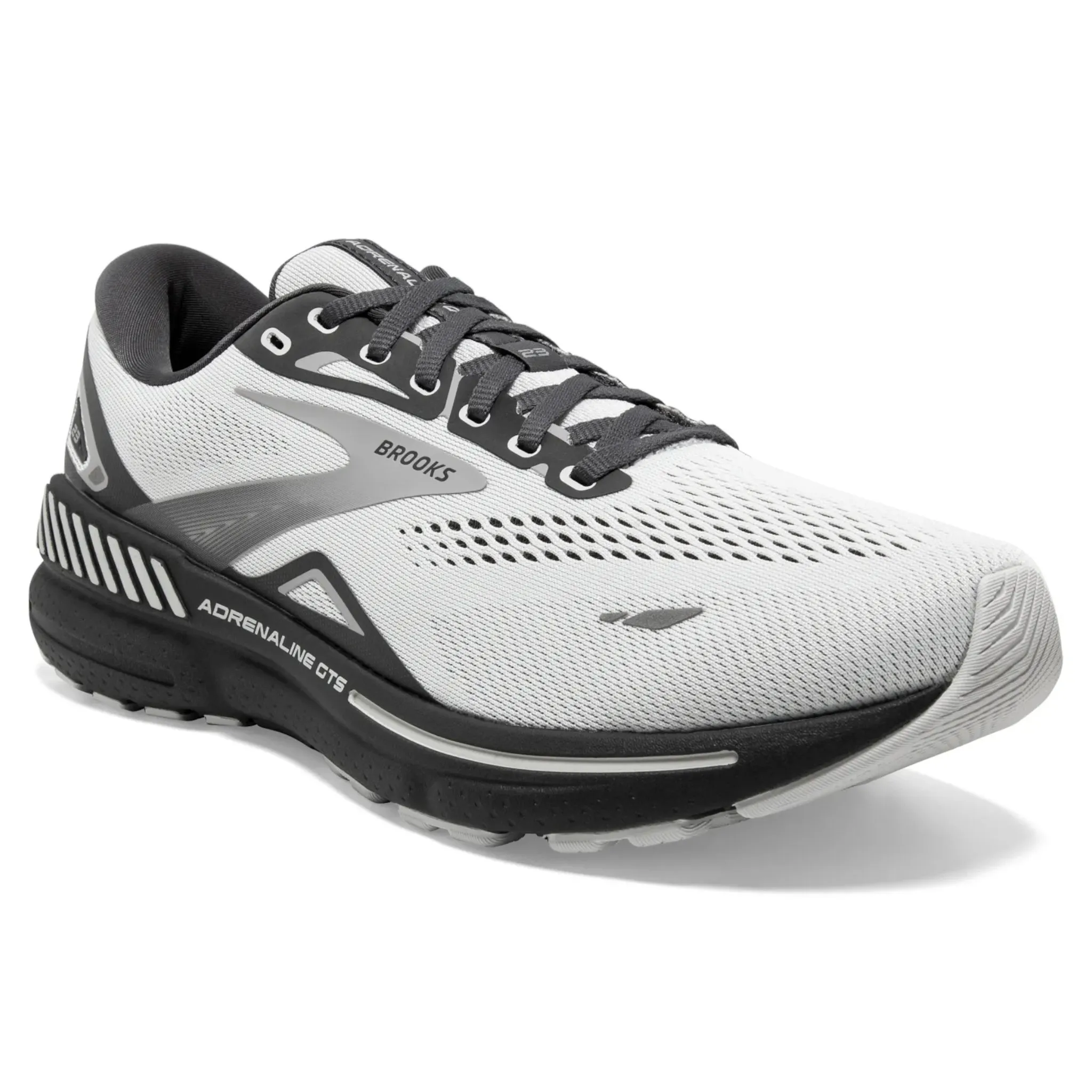 Brooks Men's 110391 065 Adrenaline GTS 23  Oyster Ebony Alloy Cushion Support Running Shoes