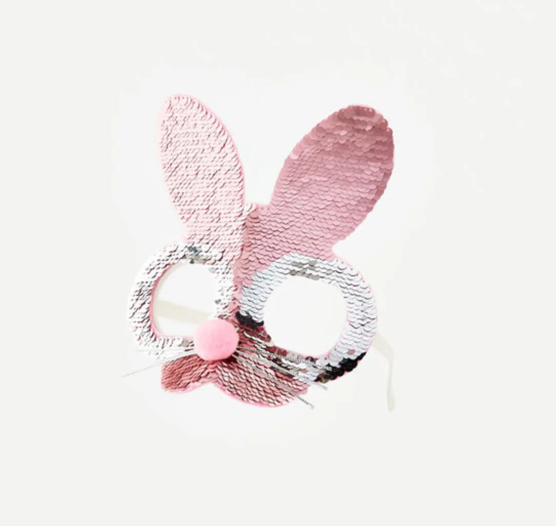 Bunny Sequin Face Mask Glasses