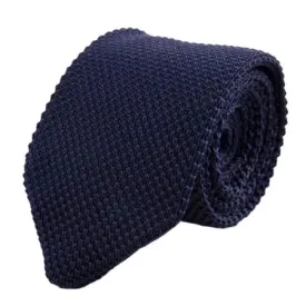 Classy Men Solid Navy Blue Knitted Tie