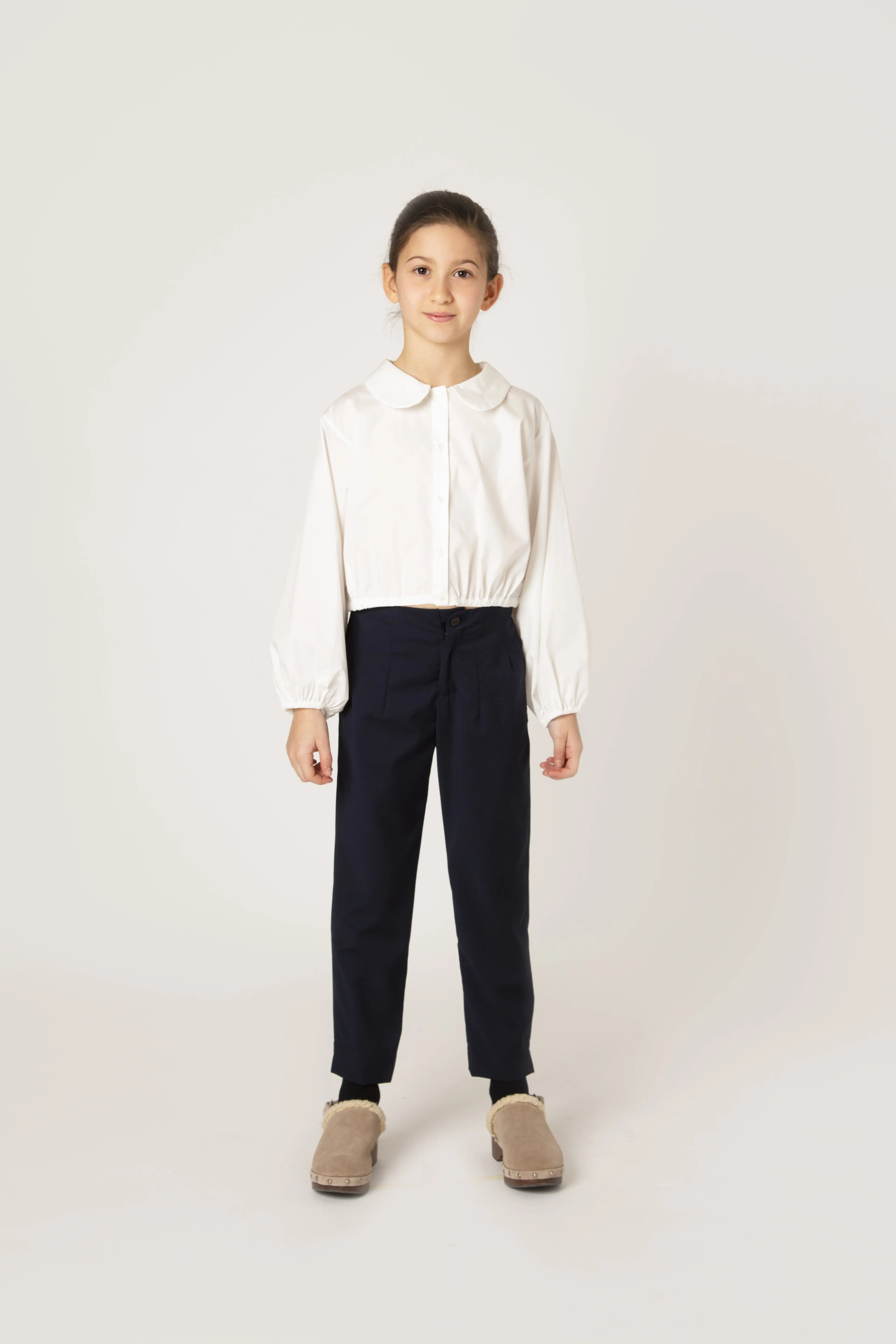 Cropped Collar Shirt in White