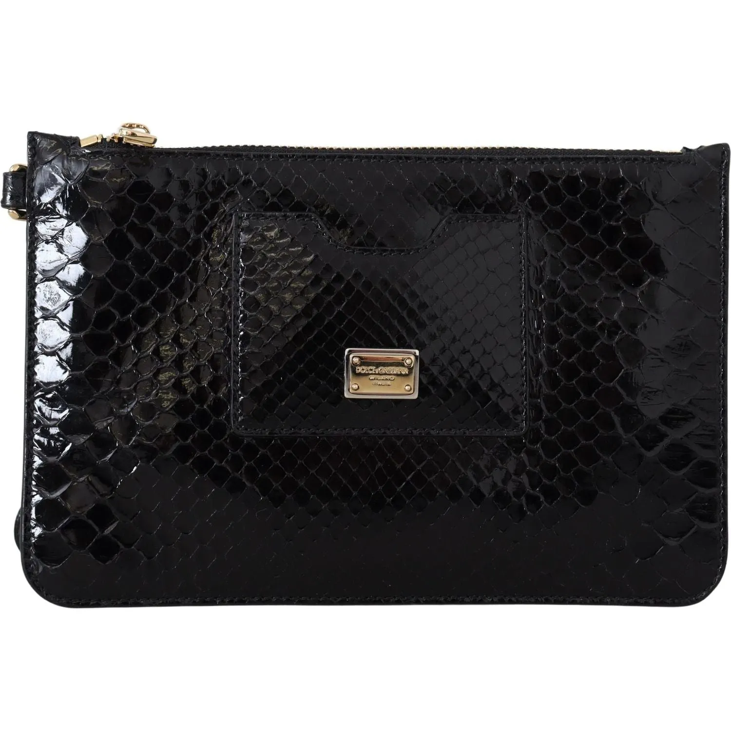 Dolce & Gabbana Exotic Leather Black Wristlet Wallet