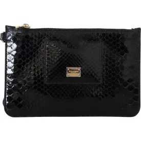 Dolce & Gabbana Exotic Leather Black Wristlet Wallet