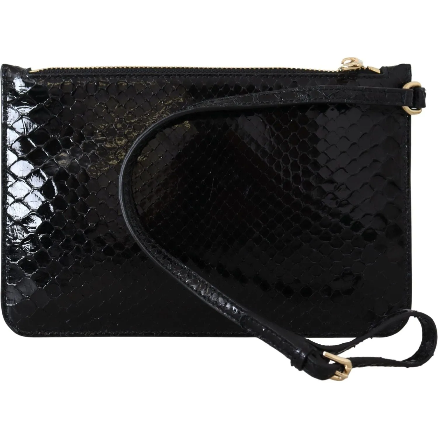 Dolce & Gabbana Exotic Leather Black Wristlet Wallet