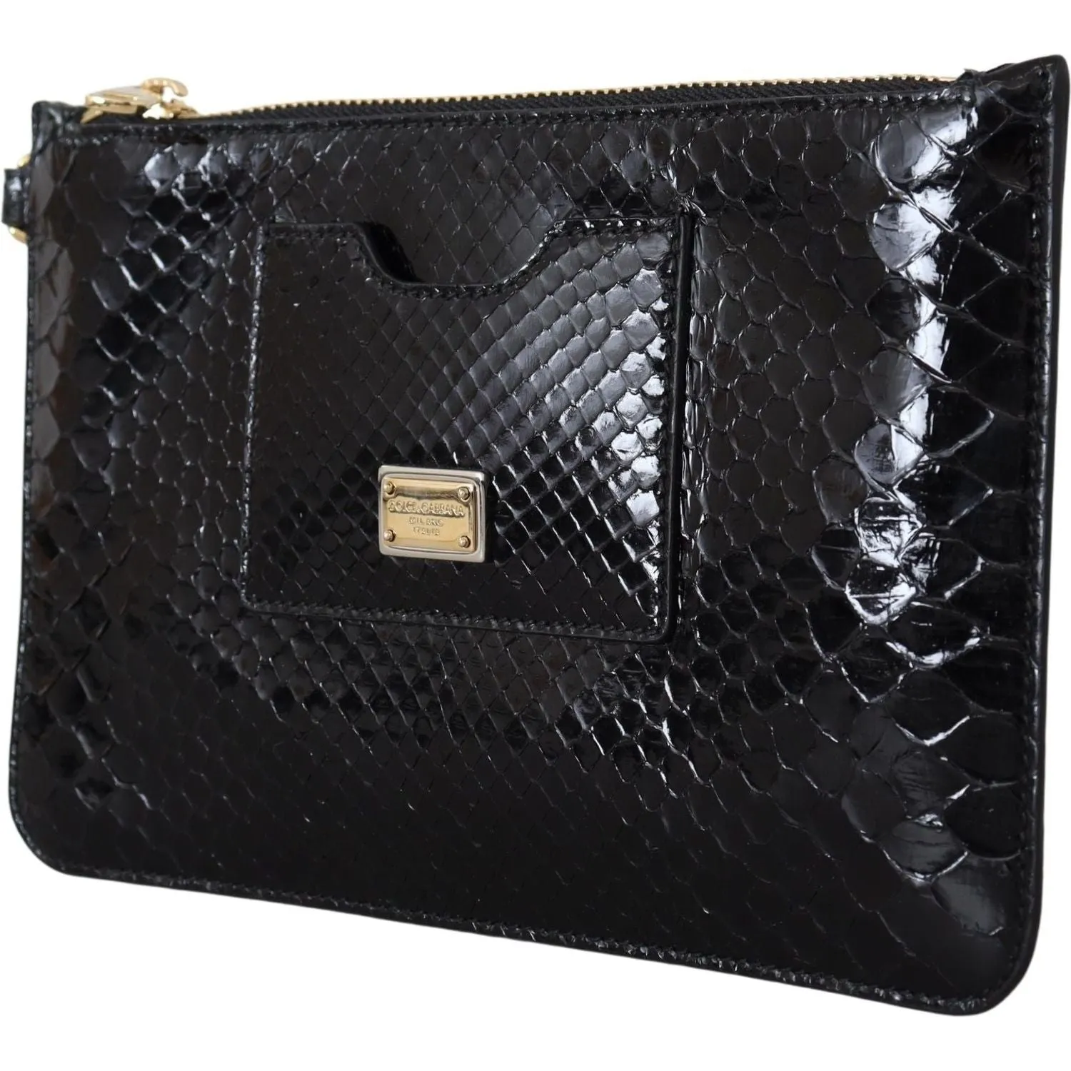 Dolce & Gabbana Exotic Leather Black Wristlet Wallet