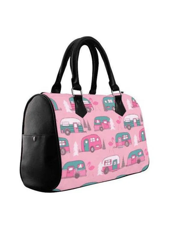 Flamingos and Retro Vans Barrel Type Handbag