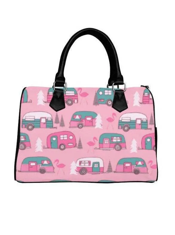 Flamingos and Retro Vans Barrel Type Handbag