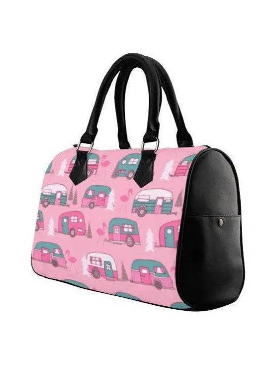 Flamingos and Retro Vans Barrel Type Handbag