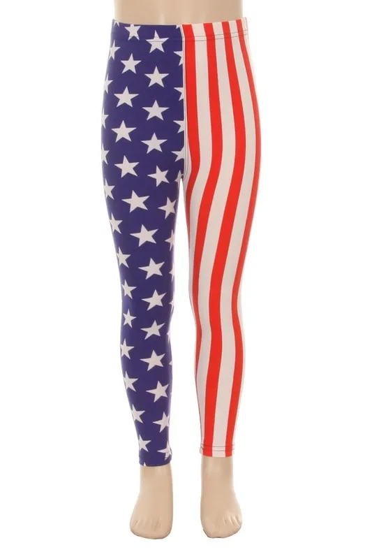 Girls  4th of July American Flag Leggings Pants /