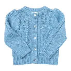 Girls Cable Constance Sweater in Dusty Blue