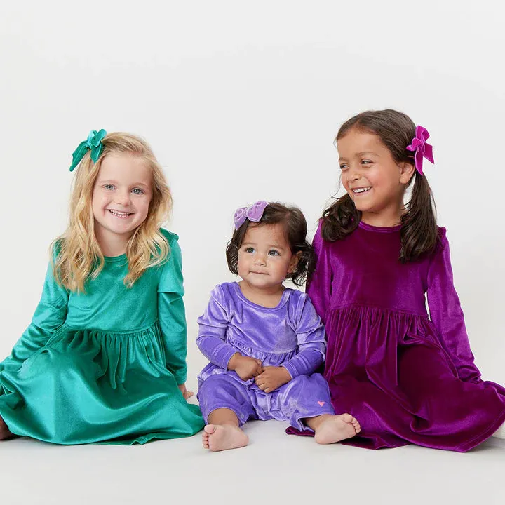 Girls Velour Steph Dress - Berry