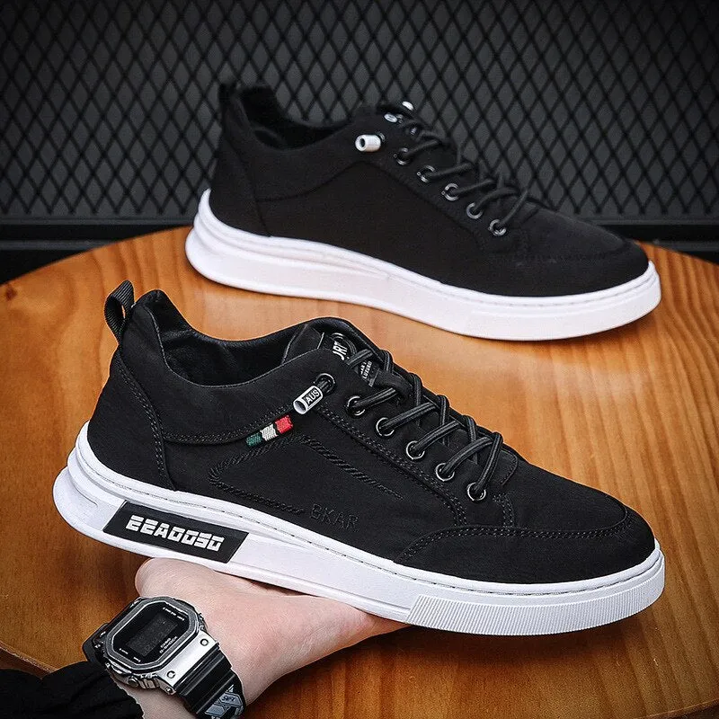 Hnzxzm New Fashion Footwear Mens Canvas Shoes Soft Cloth Mens Casual Shoes Brand Young Men Cool Street Shoes Black Grey