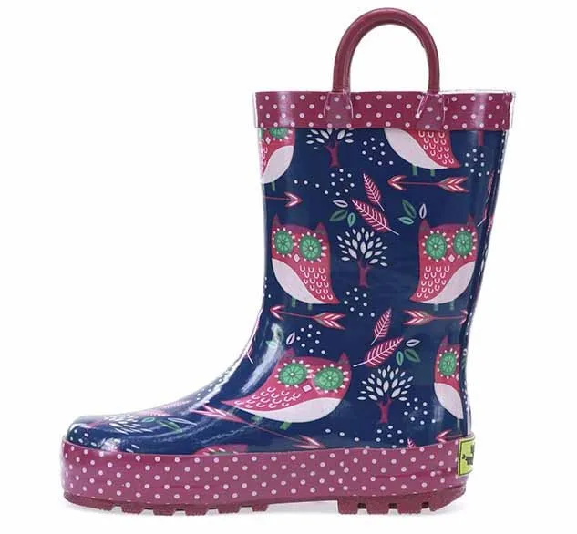 Kids Owl Dream Rain Boot - Navy