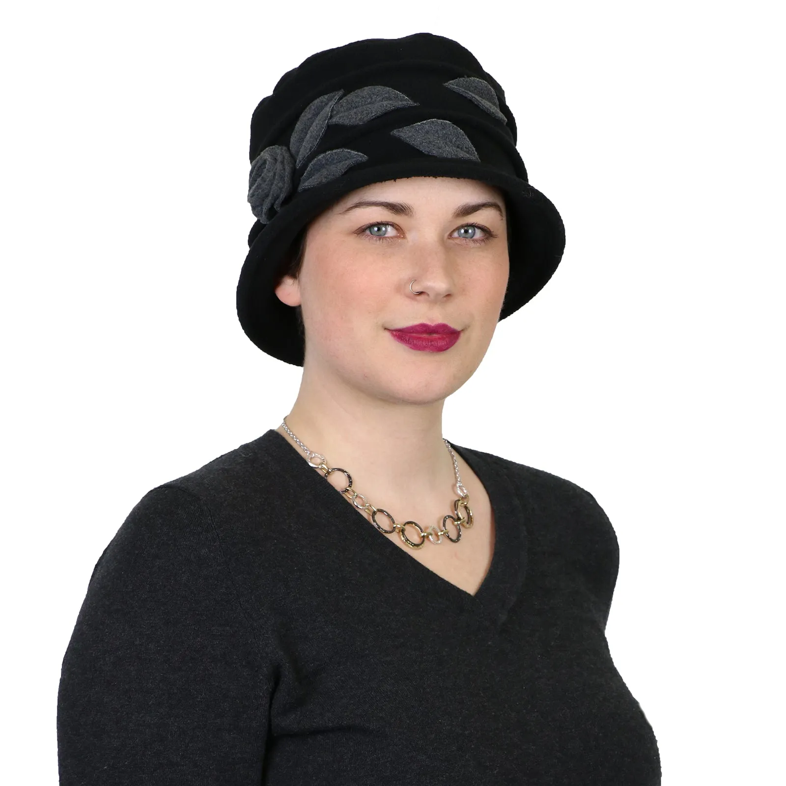 Lady Rose Fleece Cloche Hat For Women