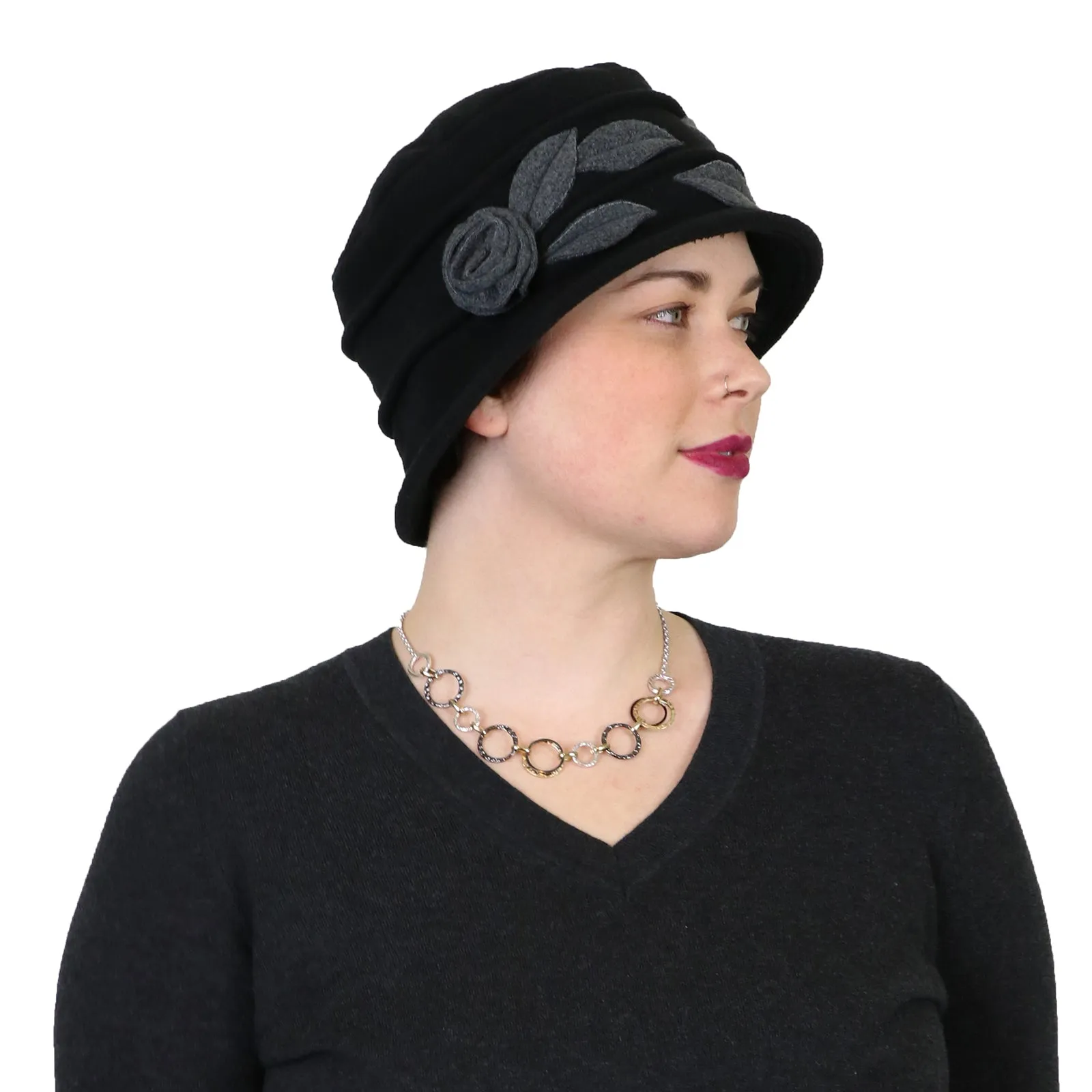 Lady Rose Fleece Cloche Hat For Women