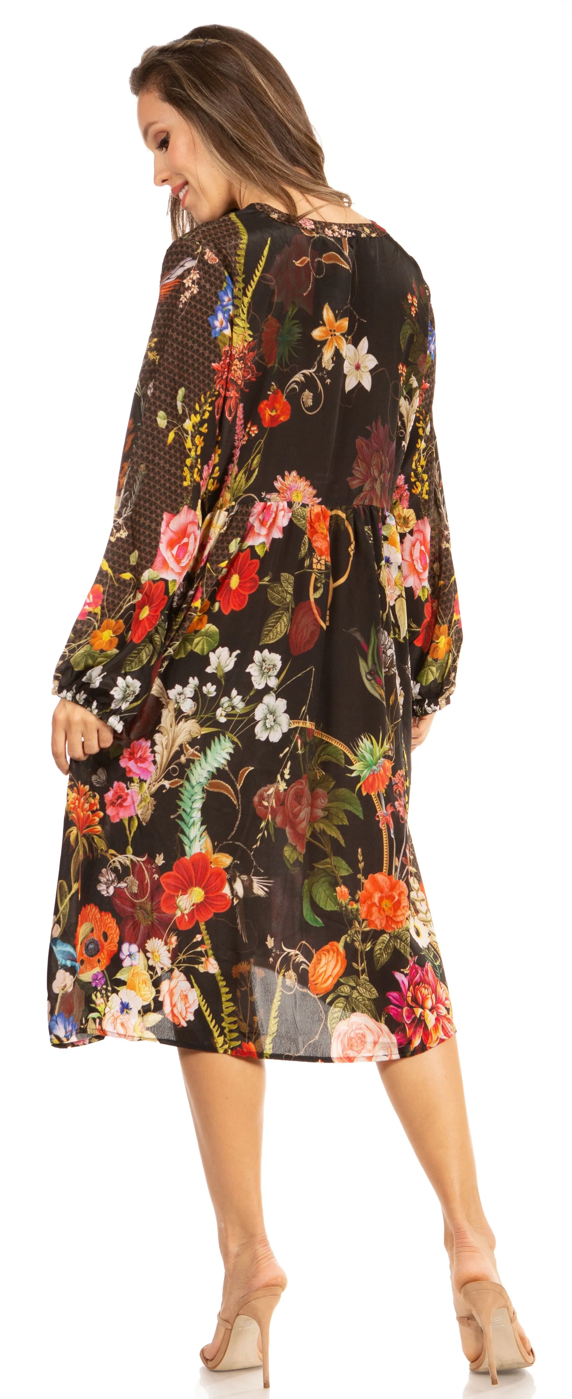 Look Chic in Sakkas Jules Women's Long Sleeve Floral Midi Dress