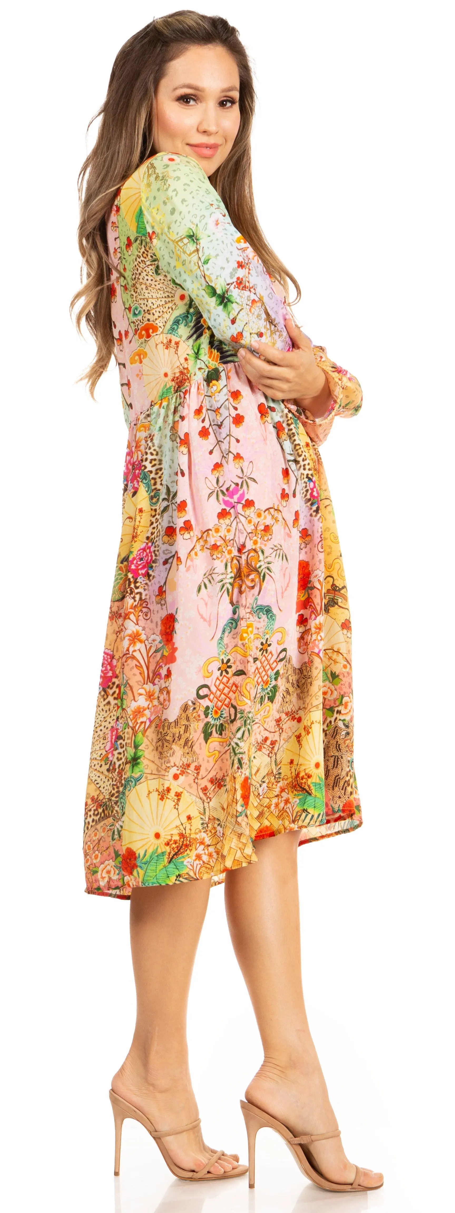 Look Chic in Sakkas Jules Women's Long Sleeve Floral Midi Dress