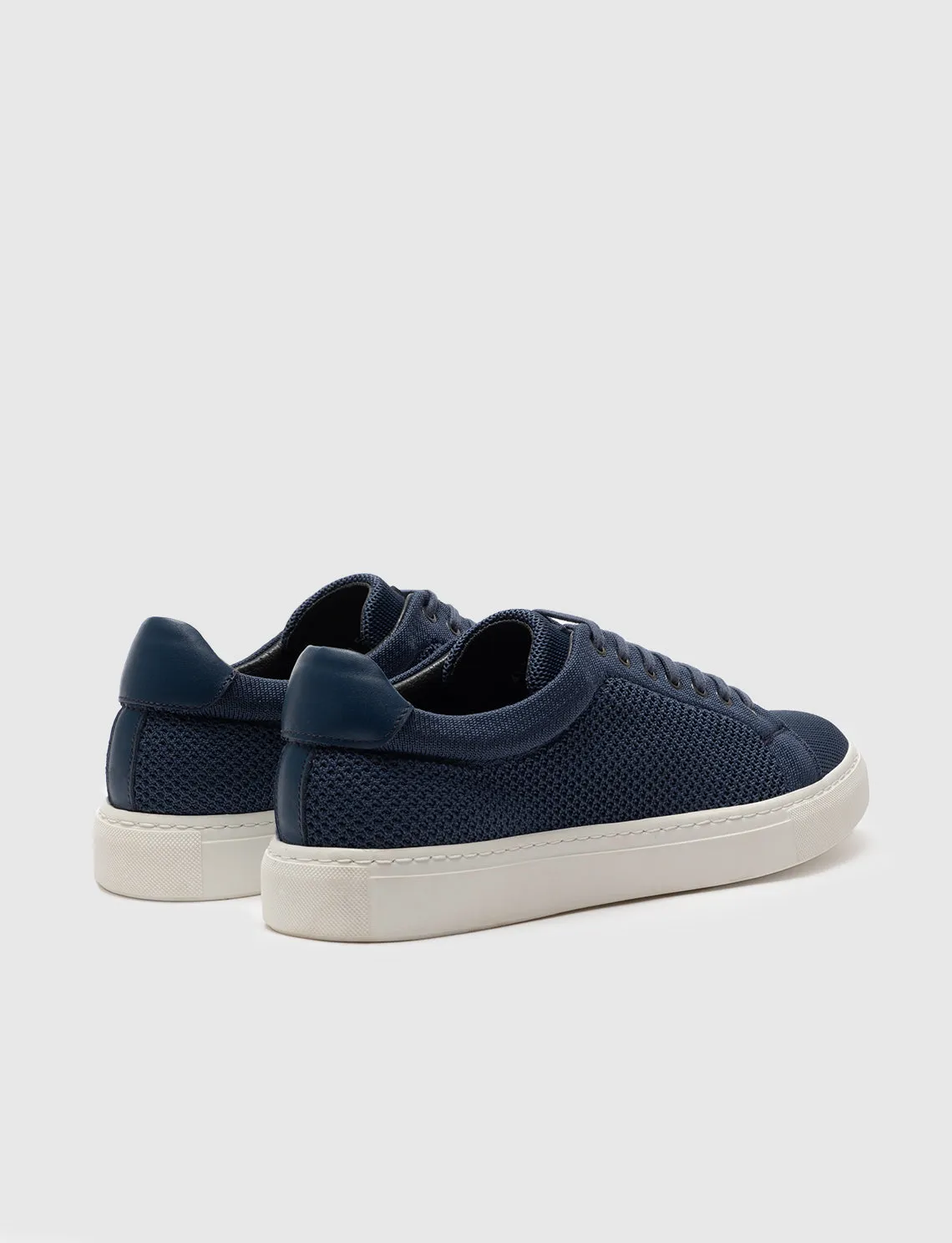 Men Navy Blue Low Top Knit Sneakers