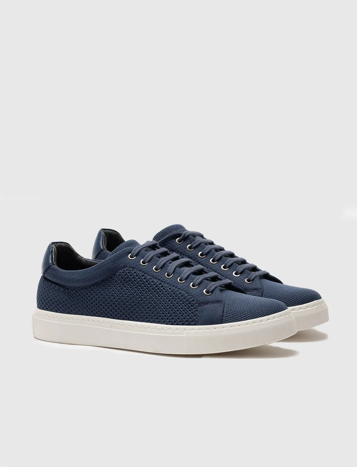 Men Navy Blue Low Top Knit Sneakers