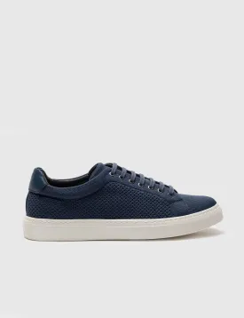 Men Navy Blue Low Top Knit Sneakers