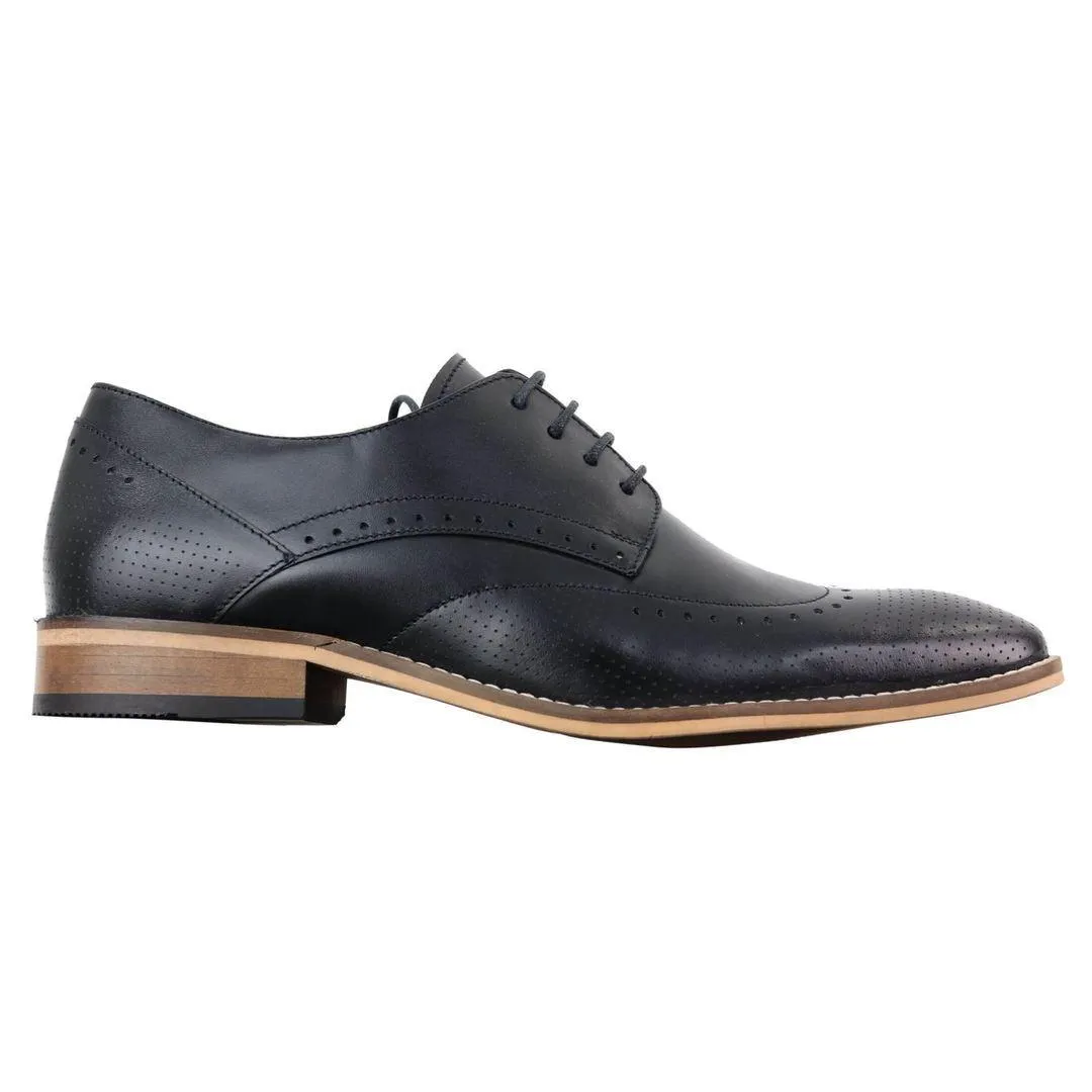 Mens Smart Casual Real Leather Office Work Wedding Shoes Laced Simple Brogues