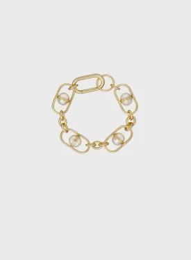 Peralia Statement Pearl Chain Gold