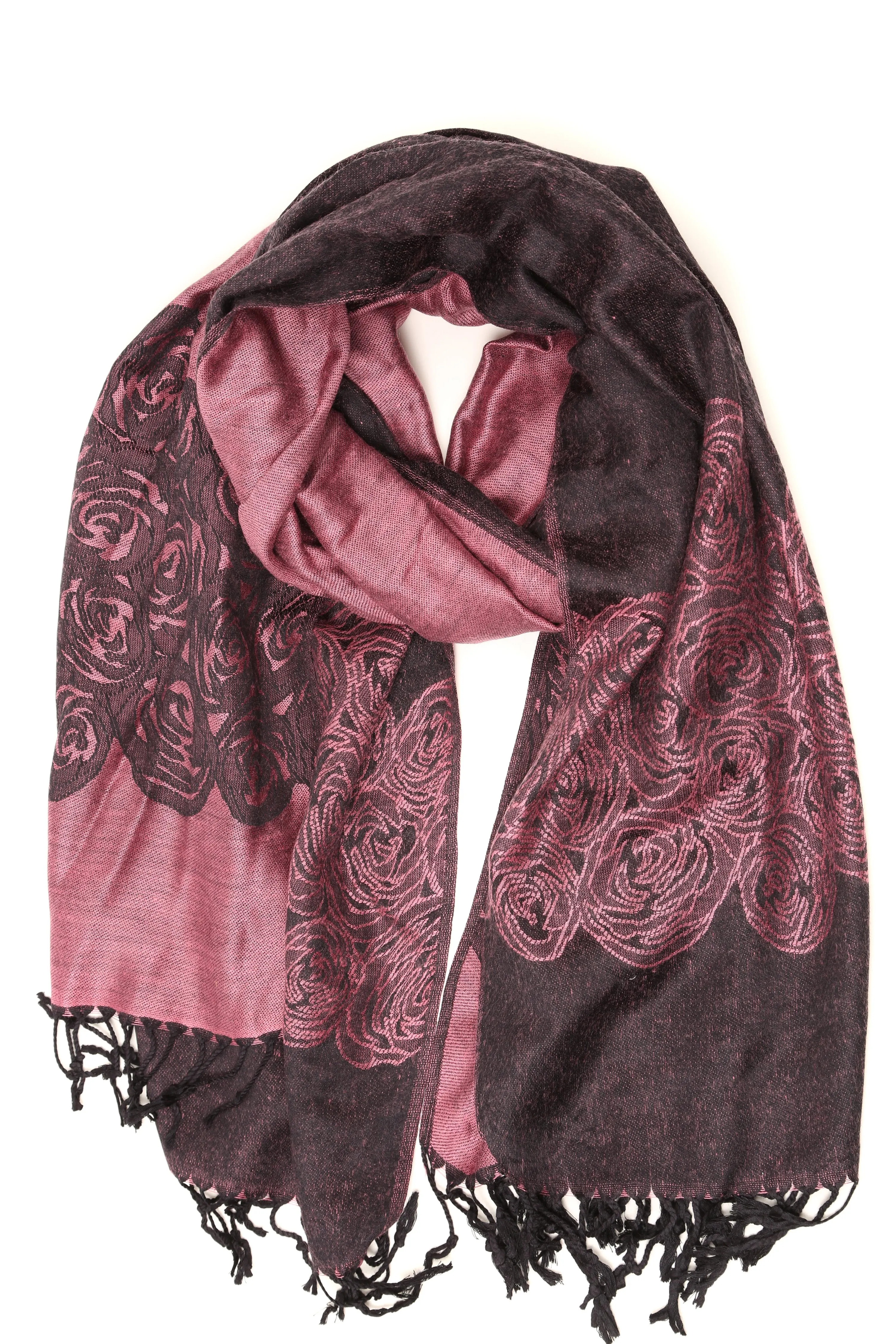 Sakkas Aubry dual colored ranunculus border soft Pashmina/ Shawl/ Wrap/ Stole