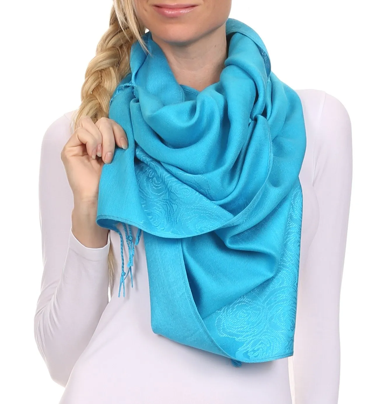 Sakkas Aubry dual colored ranunculus border soft Pashmina/ Shawl/ Wrap/ Stole