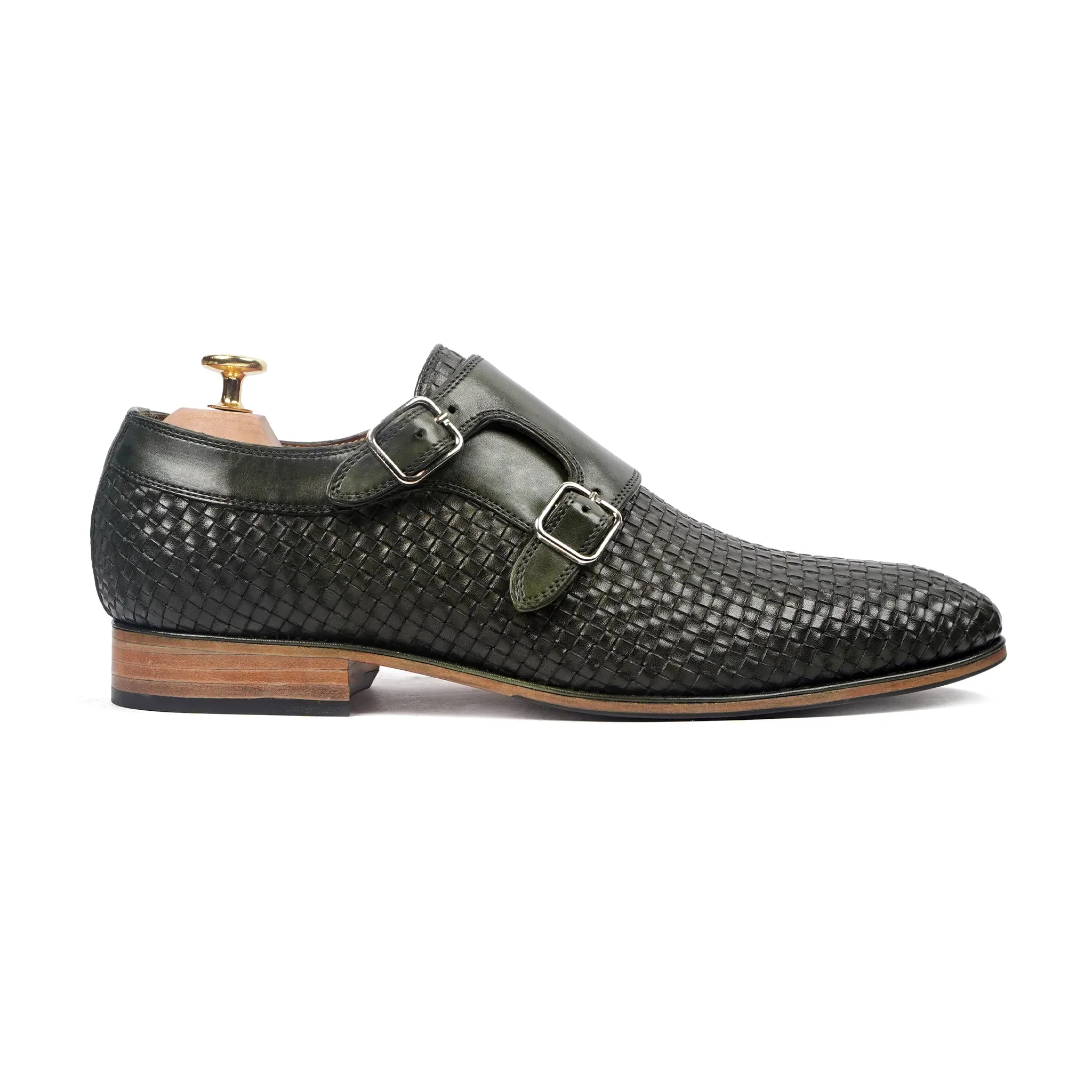 Salvador - Men's Green Patina Calf Leather Double Monktsrap