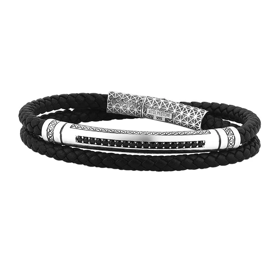 Signature Leather Wrap Bracelet - Solid Silver