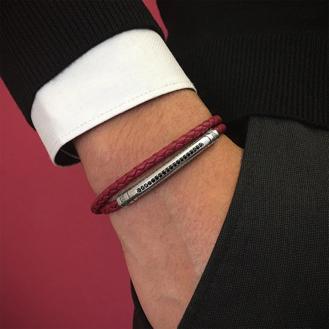 Signature Leather Wrap Bracelet - Solid Silver