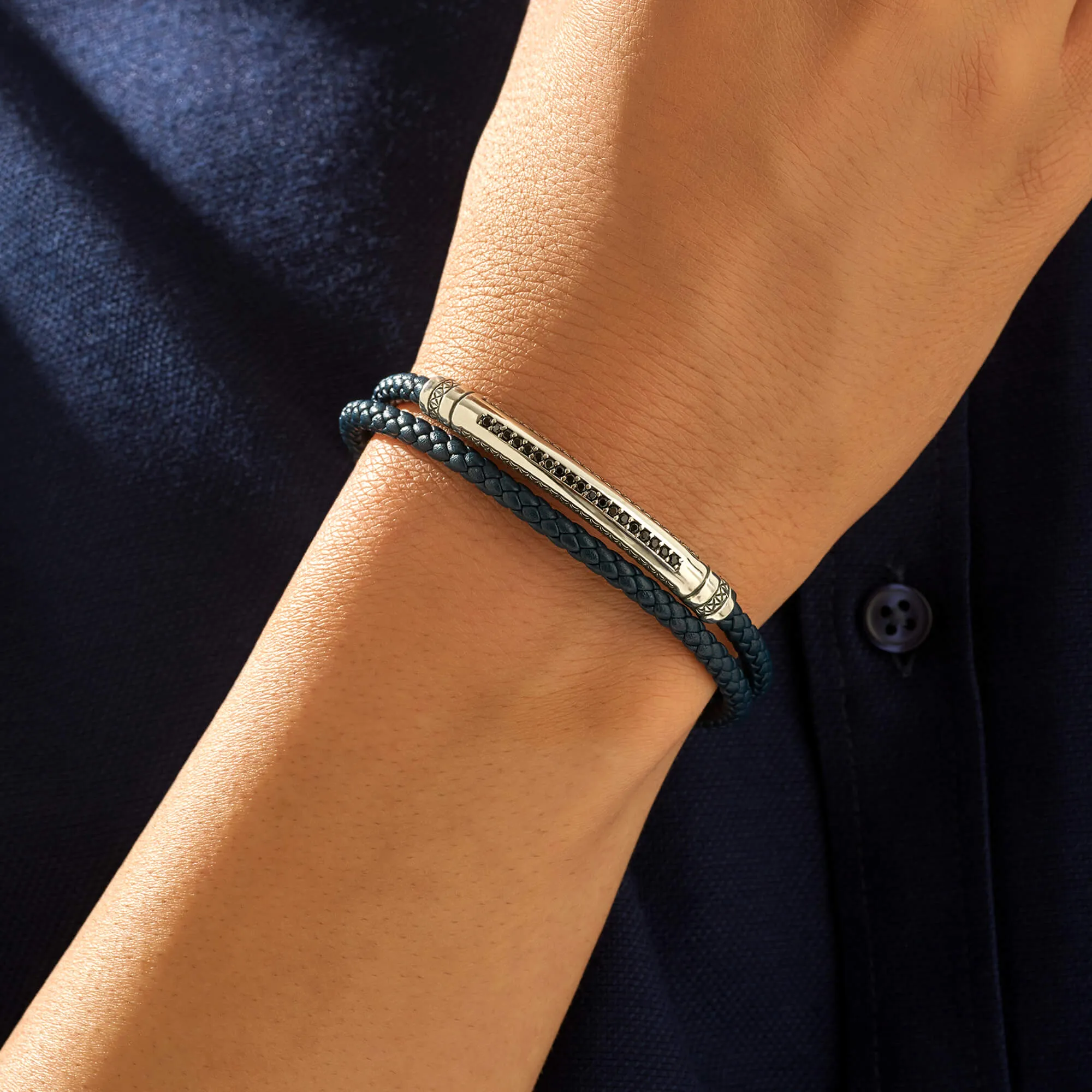 Signature Leather Wrap Bracelet - Solid Silver