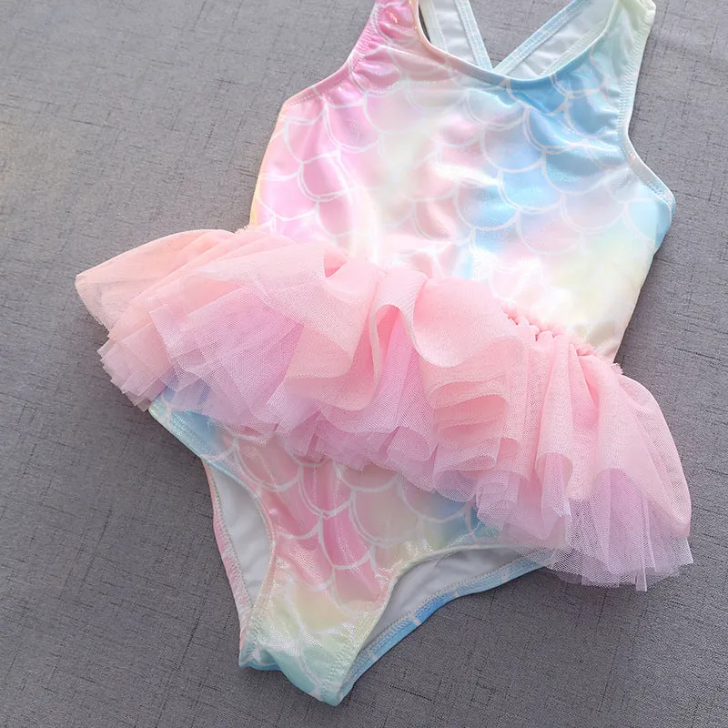 Swimsuit Children's  Girl Baby Sleeveless One-Piece Princess Dress Cute Bathing Suit Swimwear