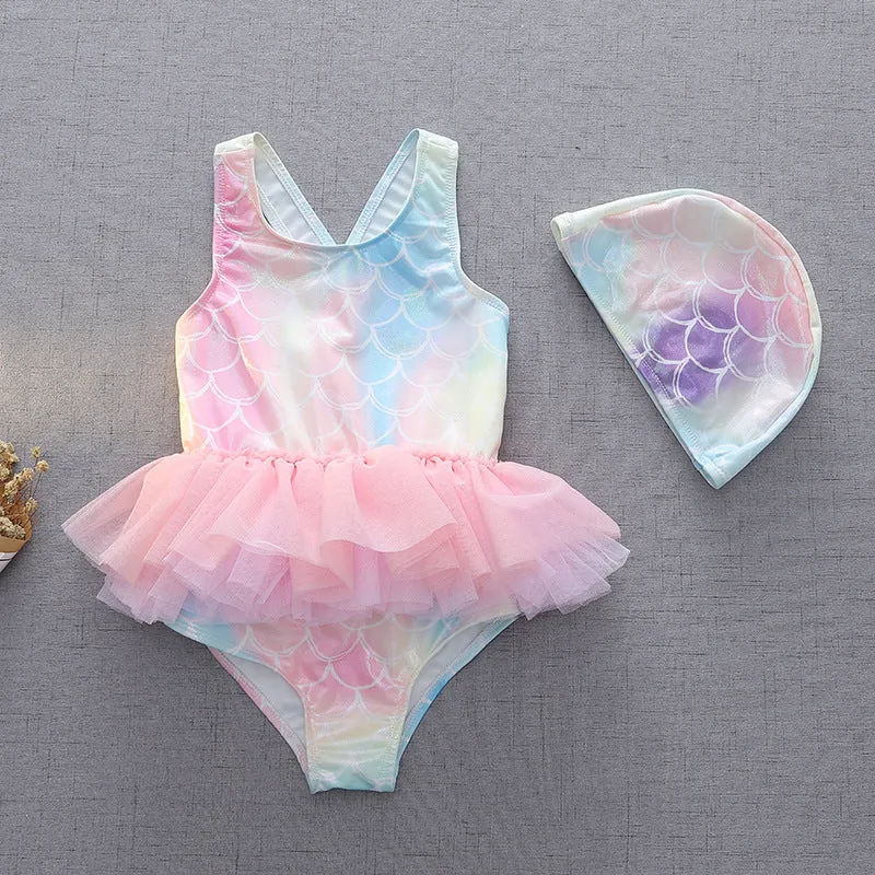 Swimsuit Children's  Girl Baby Sleeveless One-Piece Princess Dress Cute Bathing Suit Swimwear