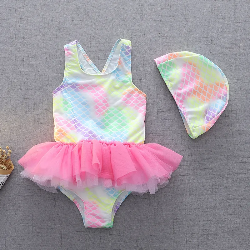 Swimsuit Children's  Girl Baby Sleeveless One-Piece Princess Dress Cute Bathing Suit Swimwear