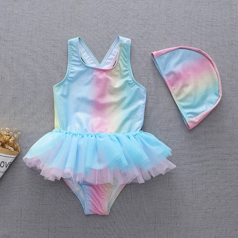 Swimsuit Children's  Girl Baby Sleeveless One-Piece Princess Dress Cute Bathing Suit Swimwear