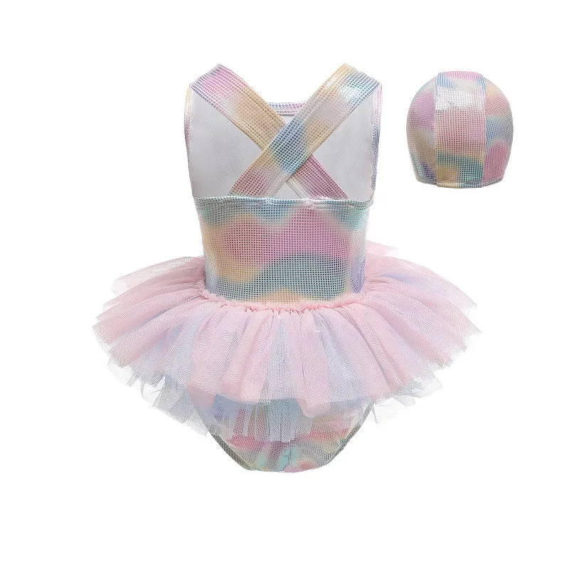 Swimsuit Children's  Girl Baby Sleeveless One-Piece Princess Dress Cute Bathing Suit Swimwear