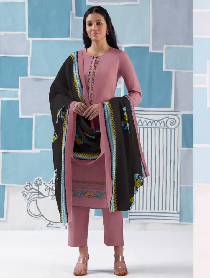 Unstitched Cotton Suit for Women with Embroidery