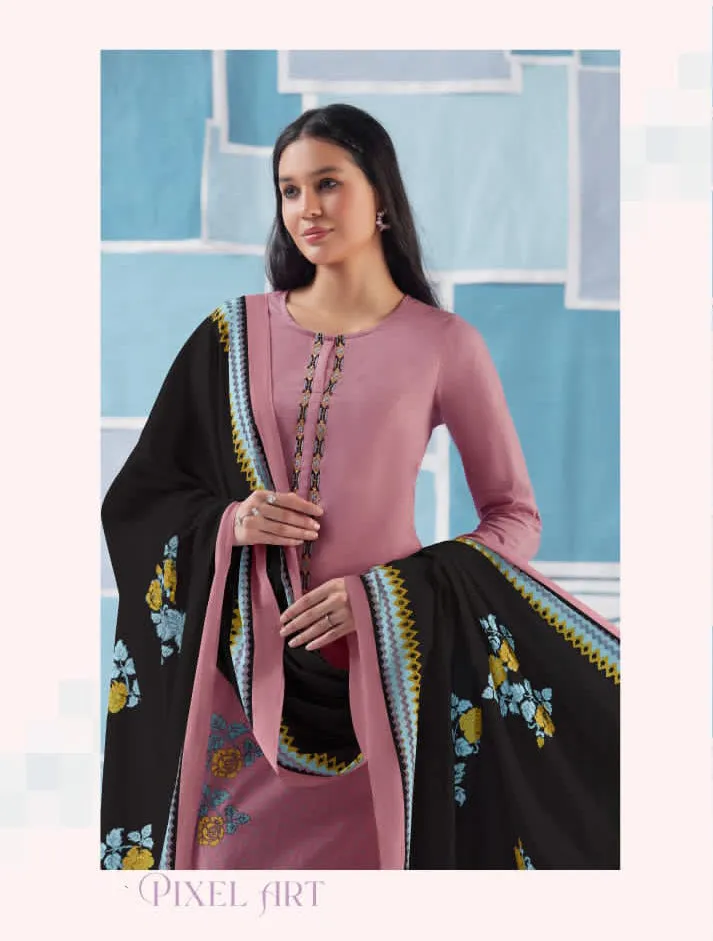 Unstitched Cotton Suit for Women with Embroidery