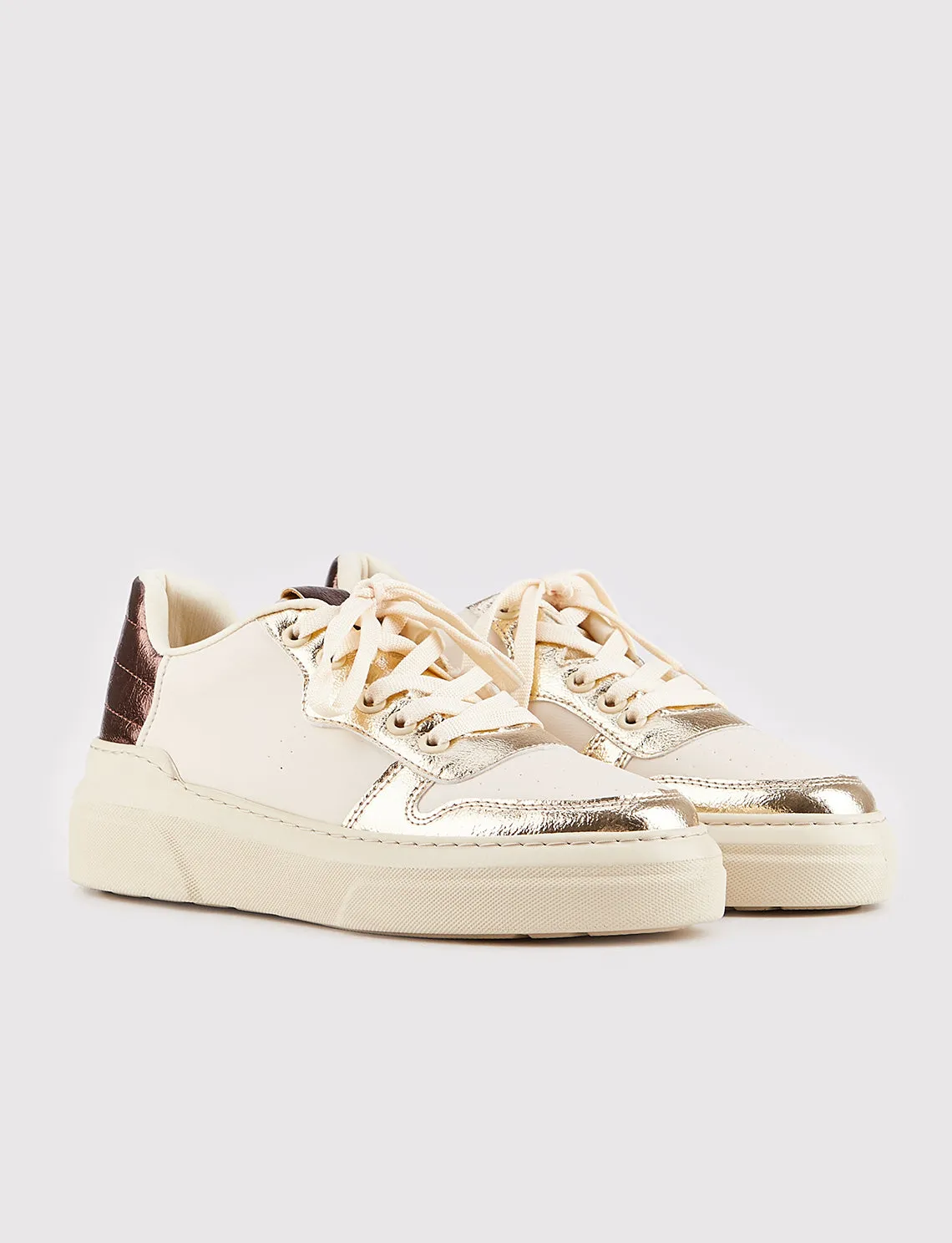 Women Beige Color Panel Sneakers