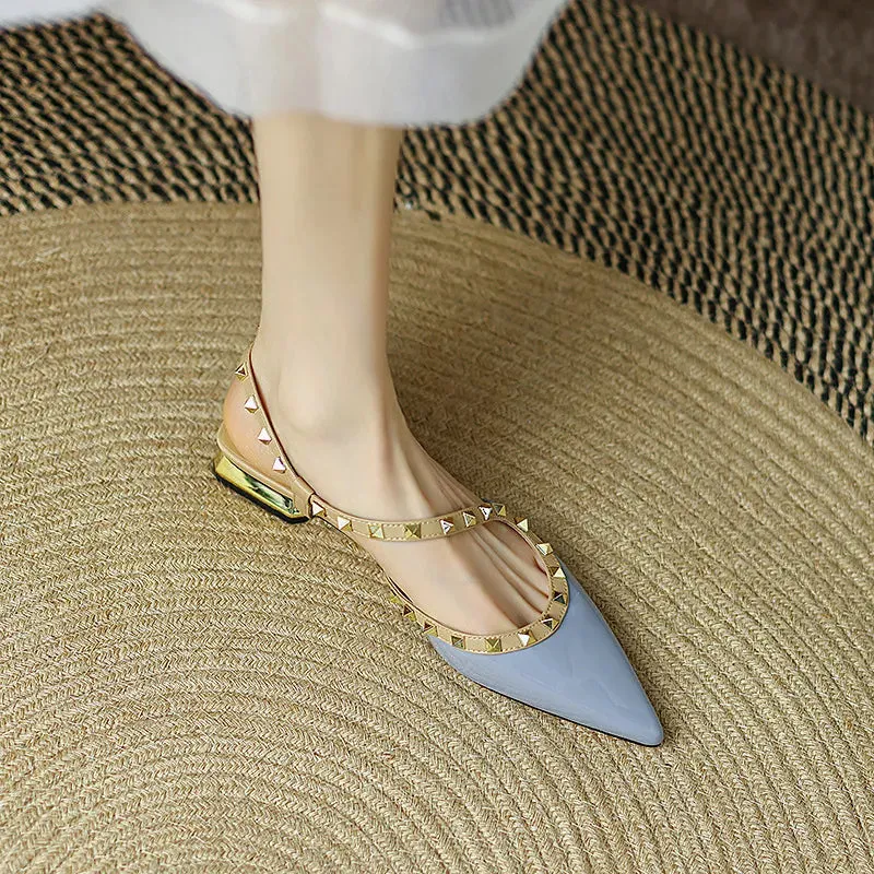 Women's Shoes New Design Rivets Flat Heel Gentle Style Vintage Style Minimalist Style Triple Blue Free shipping